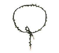 WYLZLKX Women Weaving Green Leaves Waist Belt Vintage Elegant Pearl Pendant Waist Belt Women Dress Shirt Waist Seal Belt