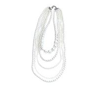 WYLZLKX Women's Elegant Multi Strands Faux Pearls Beaded Necklace and Earrings Set Stylish Jewelry Set.White