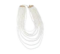WYLZLKX Women's Elegant Multi Strands Faux Pearls Beaded Necklace and Earrings Set Stylish Jewelry Set.White