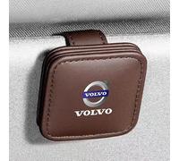 WYMKL Sunglasses Holder for Car Sun Visor for Volvo V40 Cross Country 2015-2016, Car Visor Magnetic Leather Business Card Clip Glasses Multi-Function Storage Clip,Brown