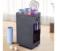 wymulot Yoga Mat Storage Racks, Home Gym Storage Rack with Wheels, Yoga Mat Holder Side 2 Mesh Pockets, Yoga Storage Basket Holds 4 Yoga Mats, 2 Foam Rollers, 6 Resistance Bands (Drak Gray)