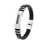 Wynameleri Handmade Stainless Steel Bangle with Silver Trim for Men Bracelet, Cuff Jewellery Gif-t St Patrick's Day Halloween Gi-ft Fathers Day Presents Black Stainless Steel Bangles for Men Jewelry