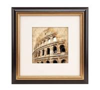 WYNCO 8x8 Black Vintage Studio Picture Frame, Tabletop Display or Wall Mount, Creamy Museum Archival Matted to 5x5 inch and UV Filtering Real Glass Protection, Bronze Inner