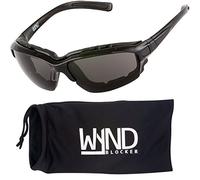 WYND Blocker Halvert Polarized Motorcycle Riding Sunglasses, Black/Smoke | Extreme Sports Wind-Resistant Frame, Removable Foam Liner, Goggle Backstrap, Model 331, Polarized Smoke Lens