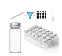 WyndShades 24 Pack 120ml Airtight Glass Spice Jars, Herb & Spice Storage Containers with Lids, Includes Funnels & Labels, Stackable for Kitchen Organization.