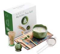 WyndShades Matcha Set 8 Pcs - Japanese Matcha Kit with Chasen, Chashaku Scoop, Ceramic Bowl, Whisk Holder, Sifter, Tea Cloth & Spoon Holder - Complete Matcha Ceremony Set for Beginners & Tea Lovers