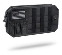 WYNEX Molle Car Sun Visor Organizer, Car Accessories with Zipper Visor Storage Pouch and Glasses Clip, Semi-Rigid Molle Panel with Patch for Tactical Gears, Fits Most Vehicles, SUVs, Trucks