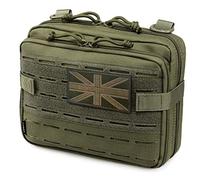 WYNEX Tactical Molle Admin Pouch of Laser Cut Design, Utility Pouches Molle Attachment Medical EMT Organizer with Map Pocket Tool Holder UK Flag Patch Included