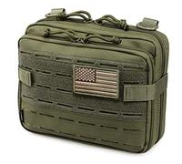 WYNEX Tactical Molle Admin Pouch of Laser Cut Design, Utility Pouches Molle Attachment Military Medical EMT Organizer with Map Pocket EDC EMT Pack IFAK Tool Holder Universal U.S.A Patch Included