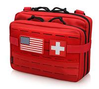 WYNEX Tactical Molle Admin Pouch of Laser Cut Design, Utility Pouches Molle Attachment Military Medical EMT Organizer with Map Pocket EDC EMT Pack IFAK Tool Holder Universal U.S.A Patch Included, Red