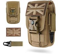 WYNEX Tactical Molle Phone Pouch with Compass Buckle, Tactical Phone Holster Molle Cell Phone Pouch Universal Belt Waist Bag for IP 13/12/11 Max / S21 with UK Patch & Gear Clip Buckle