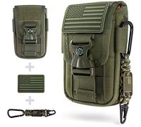 WYNEX Tactical Molle Phone Pouch with Compass Buckle, Tactical Phone Holster Molle Cell Phone Pouch Universal Belt Waist Bag for IP 13/12/11 Max / S22/S21 with US Patch & Paracord Keyring Clip
