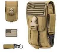 WYNEX Tactical Phone Pouch Molle,Smartphone Holster Bag EDC Utility Cellphone Lock Card Holder Organizer Fit for Waist Belt Case Include Tactical Gear Clip and U.S.A Patch