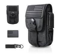 WYNEX Tactical Phone Pouch Molle, Smartphone Holster Bag EDC Utility Cellphone Lock Card Holder Organizer Fit for Waist Belt Case Include Tactical Gear Clip and U.S.A Patch