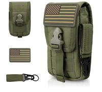 WYNEX Tactical Phone Pouch Molle, Smartphone Holster Bag EDC Utility Cellphone Lock Card Holder Organizer Fit for Waist Belt Case Include Tactical Gear Clip and U.S.A Patch