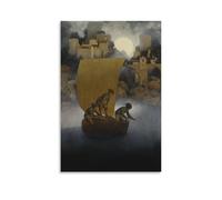 Wynken, Blynken, And Nod By Maxfield Parrish Poster Canvas Wall Decor Art Painting Prints on Modern Artwork for Living Room,Bathroom,Bedroom,Home 12x18inch(30x45cm)