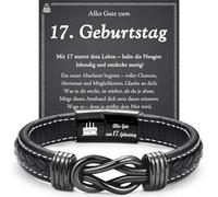 wynn's Birthday Gift for Men Boys Leather Bracelet for Men Boys 13-60th Birthday Gifts for Son Brother Grandson Nephew Dad Grandpa Uncle Godfather Friend, 11.41, Leather, No gemstone