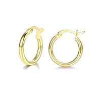 wynn's Gold Earrings for Women, 925 Sterling Silver Hoops Earrings, Anti-allergic Huggie Hinged Small Slepper Hoops, Gift for Girls, Diameters in 24 mm, Gold Hoop Earrings