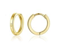 wynn's Silver Hoop Earrings for Women, 925 Sterling Silver Unisex Small Sleeper Hoop Earrings, Gold Hooped Huggie Cartilage Earrings for Women Men Girls (12mm)