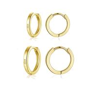 wynn's Silver Hoop Earrings for Women, 925 Sterling Silver Unisex Small Sleeper Hoop Earrings, Gold Hooped Huggie Cartilage Earrings for Women Men Girls (10+12mm)