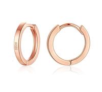 wynn's Silver Hoop Earrings for Women, 925 Sterling Silver Unisex Small Sleeper Hoop Earrings, Rose Gold Hooped Huggie Cartilage Earrings for Women Men Girls (10mm)
