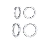 wynn's Silver Hoop Earrings for Women, 925 Sterling Silver Unisex Small Sleeper Hoop Earrings, Silver Hooped Huggie Cartilage Earrings for Women Men Girls (10+12mm)
