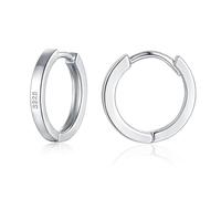 wynn's Silver Hoop Earrings for Women, 925 Sterling Silver Unisex Small Sleeper Hoop Earrings, Silver Hooped Huggie Cartilage Earrings for Women Men Girls (8mm)