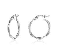 wynn's Silver Hoop Earrings for Women, Small Sleeper Silver Hoops Earrings, Hypoallergenic 925 Sterling Silver Twist Hoop Earrings for Women Girls, 13mm silver hoop earrings