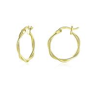 wynn's Silver Hoop Earrings for Women, Small Sleeper Silver Hoops Earrings, Hypoallergenic 925 Sterling Silver Twist Hoop Earrings for Women Girls, 13mm gold hoop earrings