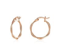 wynn's Silver Hoop Earrings for Women, Small Sleeper Silver Hoops Earrings, Hypoallergenic 925 Sterling Silver Twist Hoop Earrings for Women Girls, 13mm rose gold hoop earrings
