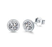 wynn's Silver Stud Earrings for Women, 925 Sterling Silver Cubic Zirconia Stud Earrings, 6mm Tiny Small Sleeper Cartilage Round Studs for Girls Men, Come with 925 Sterling Silver Earring Backs
