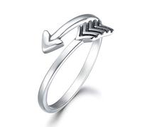 wynn's Solid 925 Sterling Silver Ring for Women, Adjustable Vintage Silver Thumb Ring, Unisex Resizable Arrow & Heart Infinity Open Finger Rings, Silver Toe Rings for Women Mens Girls