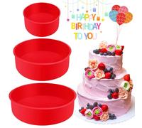 wynott 3-Piece Silicone Baking Tins - Nonstick & Quick Release, Round Cake Pans for Layered Cakes, Cheesecakes & Muffins (4,6,8inch)