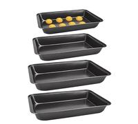 Wynott 4PCS Non Stick Oven Baking Trays - 34/32/30CM Carbon Steel Roasting Tins, Dishwasher Safe, Deep Roasting Pan Set for Cake, Desserts, Bread, Turkey