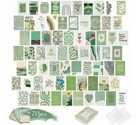 wynott Sage Green Room Decor Aesthetic, 70pcs Wall Collage Art Kit Aesthetic Pictures Art Posters for Dorm Wall Decor Wall Art Prints Dorm Photo Display for Bedroom Decor, Green Color Lovers