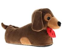 Wynsors Cozy Dachshund Novelty Slippers Unisex for Women Men Boys Girls Cute Sausage Dog Plush Animal House Shoes Fun Slip-On Brown Brown 7 UK