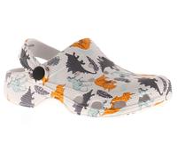 Wynsors Drake Boys White & Orange Dinosaur Print Clog Sandals, Size: 9