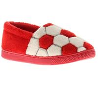 Wynsors Hernandez Boys & Girls Novelty Football Soccer Slippers - Soft & Comfy Children's House Shoes with Non-Slip Sole Red 4 UK