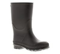 Wynsors Kids Plain Wellington Boots - Lightweight PVC Rain Boots for Forest School, Nursery & Outdoor Play - Boys Girls Unisex Wellies with Comfort Sock - Black Blue Navy Pink Black 2 UK