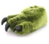 Wynsors Mens Novelty Slippers - Slip On Khaki Green Monster Claw Funny Mens Slippers. Animal Design, Funny character style Slipper. Monster Silly footwear Khaki 9 UK