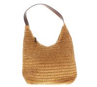 Nicole Brown Women's Straw Hobo Shoulder Bag Brown/Brown - Woven Summer Beach Handbag with Zip Closure, Lightweight Holiday Tote for Travel, Shopping & Everyday Use