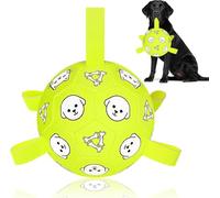 WYNTRIUM Dog Football Toys for Large Dogs with Webbing, Durable Bright Dog Balls for Fetch, Interactive Floating Water Ball for Touring, Indoor & Outdoor (Yellow,8inch)