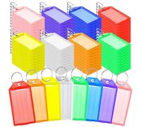 WYOMER 120 Pcs Plastic Key Tags with Labels, Key Tags with Ring and Label Window, Key Identifiers for Luggage, Backpack, Item(8 Colors)