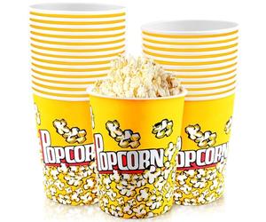 WYOMER 25 Pack 32oz Paper Popcorn Boxes Popcorn Containers Popcorn Buckets Disposable Pop Corn Tubs for Party and Movie