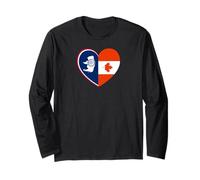 Wyoming and Canada Flags: Heart Shaped Unity Long Sleeve T-Shirt