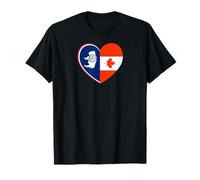 Wyoming and Canada Flags: Heart Shaped Unity T-Shirt