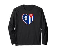 Wyoming and Cuba Flags: Heart Shaped Unity Long Sleeve T-Shirt