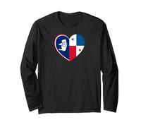 Wyoming and Panama Flags: Heart Shaped Unity Long Sleeve T-Shirt