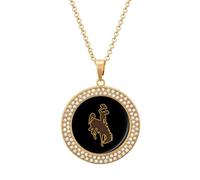 Wyoming Athletics Logo Women's Custom Pendant Necklace Round Diamond Necklaces Jewelry Gifts for Men Birthday
