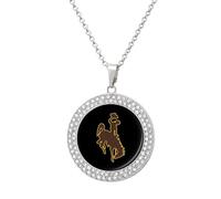 Wyoming Athletics Logo Women's Custom Pendant Necklace Round Diamond Necklaces Jewelry Gifts for Men Birthday